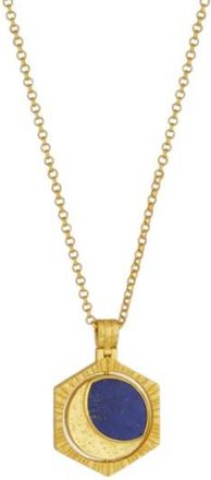 Ottoman Hands Lapis Moon Rotating Pendant Necklace in Gold at Nordstrom