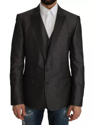 Dolce & Gabbana Mens Gray Martini 2 Piece Vest Coat Blazer Clothing