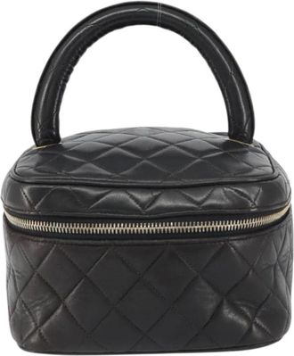 Chanel Pre-owned Handbags, female, Black, Size: ONE SIZE Pre-owned Vintage Quilted Vanity Case Handbag