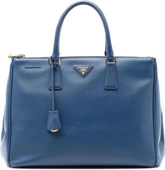 Prada Pre-owned Handbags, female, Blue, Size: ONE SIZE Pre-owned Structured Leather Top Handle Bag
