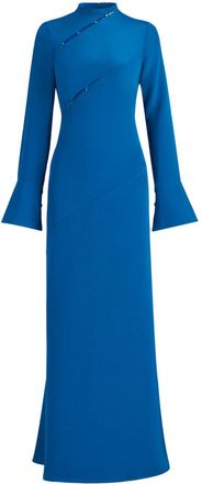 Shanghai Tang cut-out silk midi dress - women - Silk - 40 - Blue