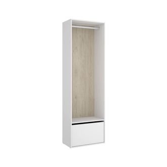 Dmora Gran Armario Islamabad, Muebles De Dormitorio, Vestidor, Armario De Ropa, 60x45 H205 Cm, Blanco Y Roble - Dmora
