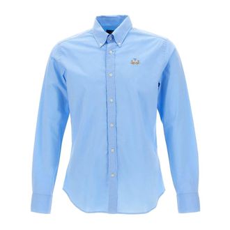 La Martina La Martina, Casual Shirts, male, Blue, Size: L Stretch Cotton Button-Down Shirt