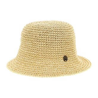 Maison Michel Hats, female, Beige, Size: ONE SIZE Pablo Crochet Straw Cloche Hat