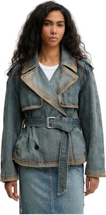 Miss Sixty Geknoopte Double-Breasted Denim Jas - Dames - Spijkerjassen - Blauw - L - Denim - Jassen