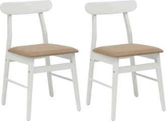 vidaXL Dining Chair 2 pcs White and Brown Solid Rubber Wood vidaXL