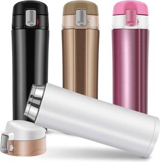 OEM Botella T&eacute;rmica De Doble Capa, Botella De Agua Aislada De Acero Inoxidable De 500 Ml, Vaso Reutilizable, 22,5 X 6,5 Cm, Negro, 22,5 X 6,5 Cm