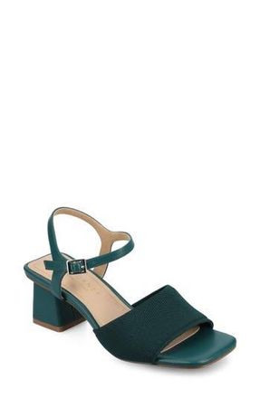 Journee Collection Evylinn Knit Block Heel Sandal in Teal at Nordstrom Rack, Size 6.5