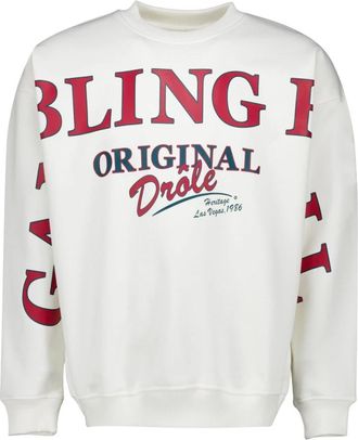 Dr&ocirc;le de Monsieur Printed Sweatshirt - Heren - Sweatshirts - Wit - S - Katoen - Hoodies & sweatvesten
