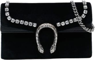 Gucci Pre-owned Shoulder Bags, female, Black, Size: ONE SIZE Pre-owned Vintage Velvet Crossbody Bag
