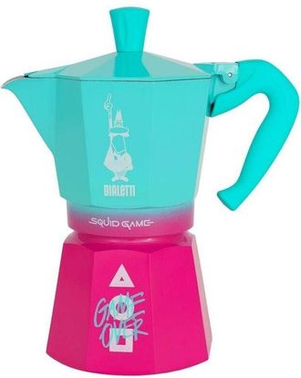 Bialetti Moka Express 6 tazze in alluminio - Caffettiera verde, rosa e bianco