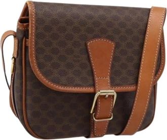 Celine Pre-owned Vintage Macadam Shoulder Bag - Dames - Vintage Schoudertas - Bruin - ONE Size - Leer - Vintage
