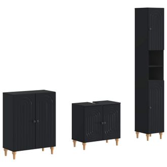 vidaXL Juego De Armarios De Ba&ntilde;o De 3 Piezas Alkmaar Negro Vidaxl