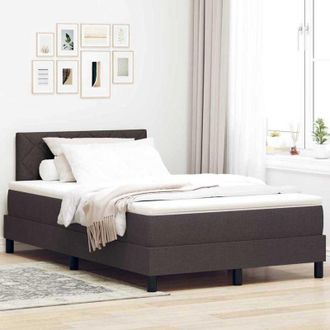 vidaXL Cama Tipo Box Spring Marr&oacute;n Oscuro 120 X 190 Cm Tela Vidaxl