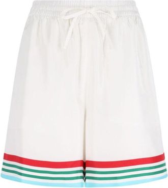 Casablanca Silk Shorts With Multi-Color Logo Print