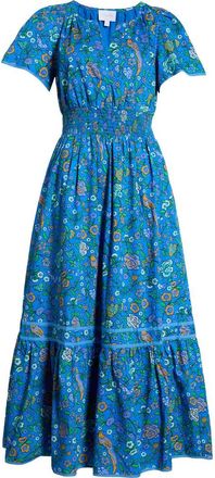 Sugarlips Punta Alta Ordy Smocked Midi Dress in Blue-Greens at Nordstrom, Size X-Large