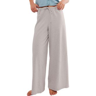Free People Out and About Stripe Knit Wide Leg Pants in Grey at Nordstrom, Size X-Small