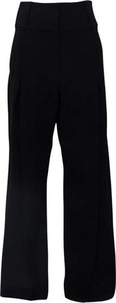 Sportmax Wide Broeken - Dames - Wijde Broeken - Zwart - 2XS - Wol - Broeken
