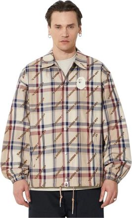 A Bathing Ape Logo Check Patroon Coach Jack - Heren - Zomerjassen - Veelkleurig - S - Katoen - Jassen