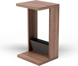 HERDASA Herdasa, Mesa Auxiliar Baja, Modelo Magazine, En Melamina Color Nogal-grafito