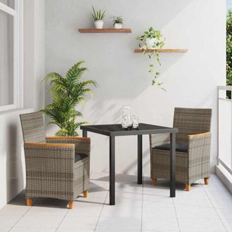 vidaXL Conjunto De Comedor De Jard&iacute;n 3 Pcs Gris Rat&aacute;n Sint&eacute;tico Vidaxl