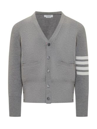 Thom Browne Grey V Neck Cardigan