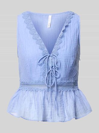 Mango Top aus Lyocell-Mix mit Zierschleifen Modell Elena in Hellblau, Gr&ouml;&szlig;e XL