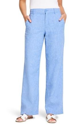 Nic+Zoe Eliot Cotton & Linen Wide Leg Pants in Blue Mix at Nordstrom Rack, Size 16