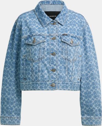 Coach Womens Signature Denim Jacket - Dark Blue - Size X-Small