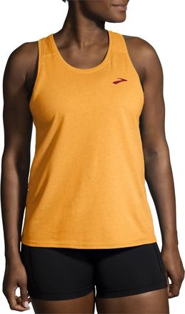 Brooks Womens Distance Tank 2.0 Top In Heather Sun Glow