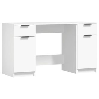 Berkfield Home Desk with Side Cabinet White Engineered Wood