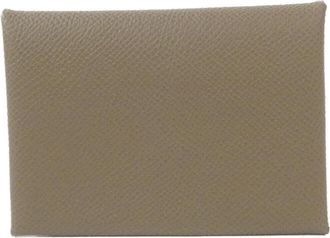 Herm&egrave;s Etoupe Gray Epsom Leather Coin Purse/Coin Case (Pre-Owned)