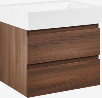 Sklum Sklum - Conjunto De Mueble De Ba&ntilde;o En Madera Y Chapa De Fresno Con Lavabo Integrado Ona