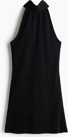 H&M Gecrinkeltes Neckholderkleid - Schwarz