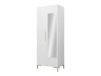 Mirjan24 Armario Nomal I, Blanco + Dorado, 196x74x44cm, Puertas De Armario: Con Bisagras, N&uacute;mero De Estantes: 2