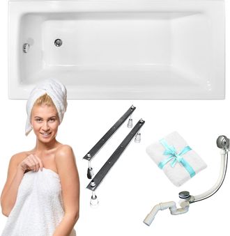 OEM Ba&ntilde;era Rectangular Besco Talia 100x70 Con Sif&oacute;n Y Patas Cromadas