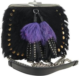Prada Pre-owned Vintage Fur Shoulder Bag - Dames - Vintage Schoudertas - Zwart - ONE Size - Vintage