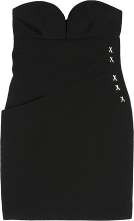 Genny rhinestone-embellished pleat-detail minidress - women - Elastane/Polyester/Polyester - 42 - Black