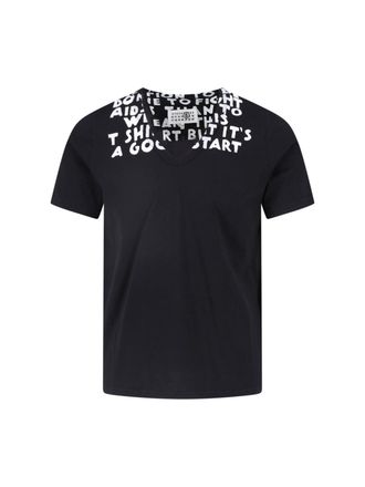 Maison Margiela Black AIDS Cotton V-Neck T-Shirt