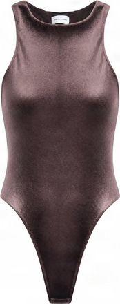 Andamane Brown Fitted Racerback Sleeveless Bodysuit