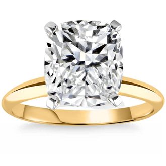 Pompeii3 4 Ct 14k Two Tone Certified Lab Grown Cushion Diamond Engagement Ring Size: 6.5