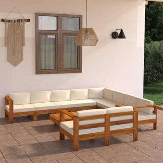 vidaXL Conjunto De Jard&iacute;n De 10 Piezas Con Cojines, 100 X 60 Cm, Madera De Acacia Vidaxl
