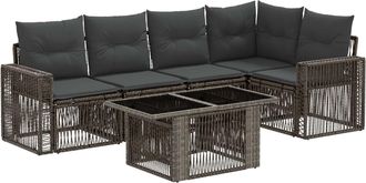 vidaXL Conjunto De Sof&aacute;s De Jard&iacute;n 6 Uds. Gris Y Gris Oscuro Vidaxl