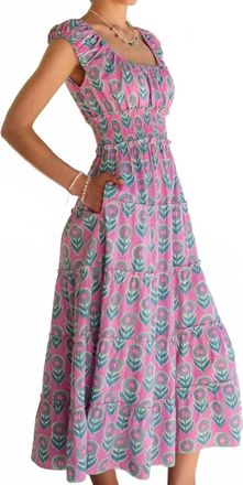 PINK CITY PRINTS Rah Rah Midi Dress In Lilac Buta