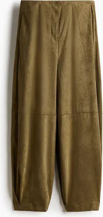 H&M Barrel Trousers in Dark Khaki Green at Nordstrom, Size X-Small