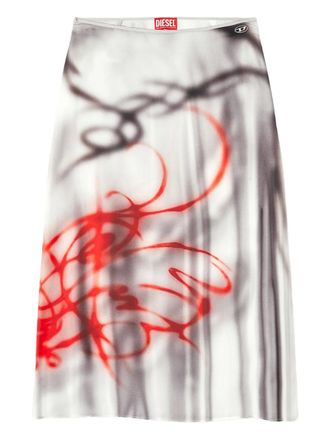 Diesel O-Rchid-S1 printed midi skirt - Grey