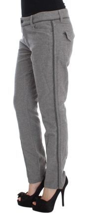 Ermanno Scervino Womens Gray Cotton Straight Fit Casual Pants