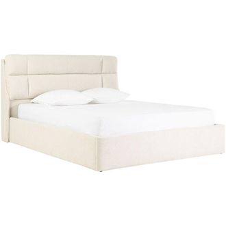 Miliboo Cama 2 Plazas 160x200 Cm En Tela Texturizada Beige Hono