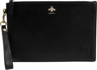 Gucci Black Leather Animalier Strap Pouch (Authentic Pre-Loved)