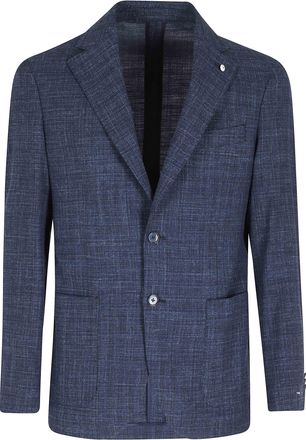 L.B.M. 1911 Blue Ratier-Effect Single-Breasted Wool-Blend Blazer